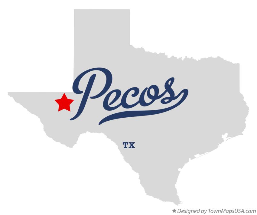Map of Pecos Texas TX