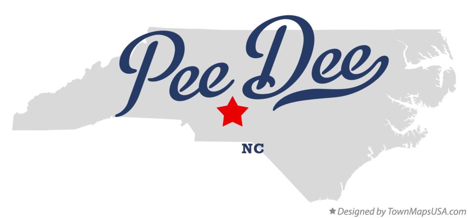 Map of Pee Dee North Carolina NC