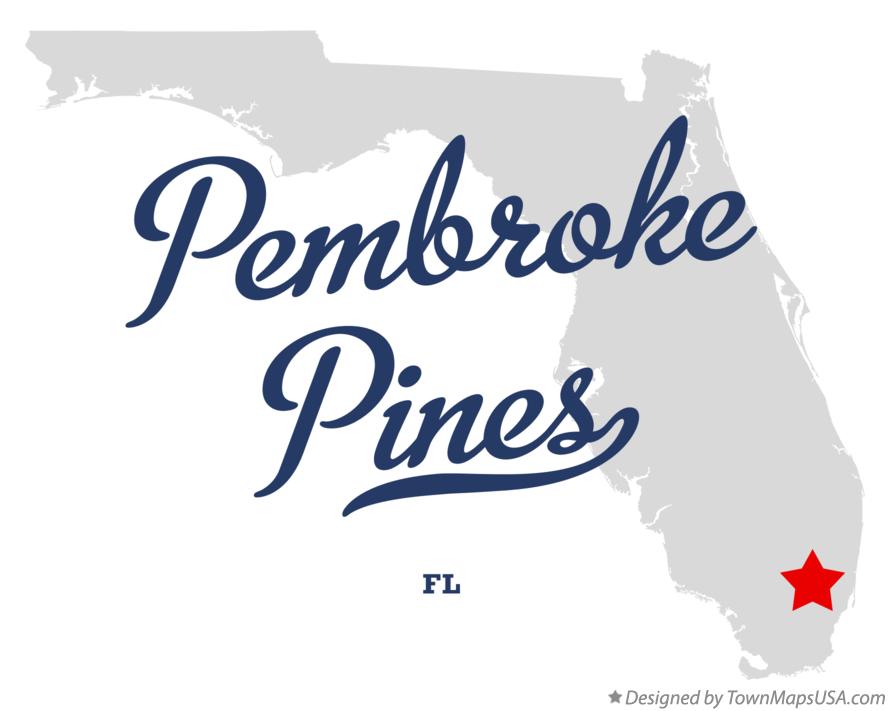 Map of Pembroke Pines Florida FL