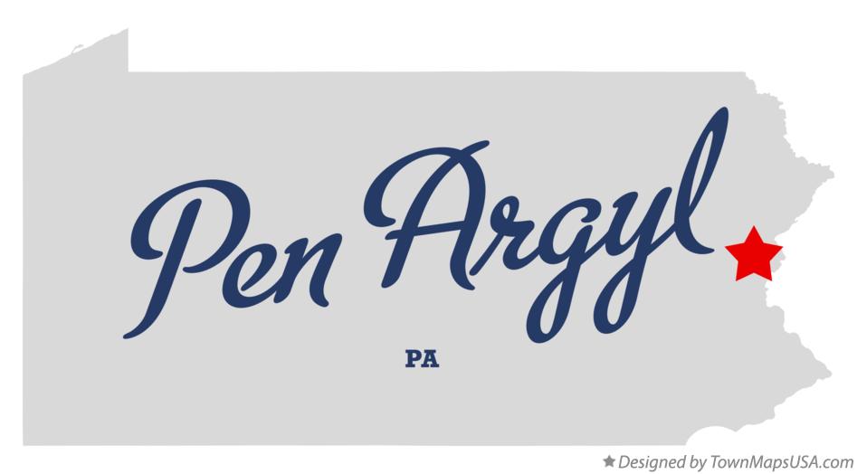 Map of Pen Argyl Pennsylvania PA