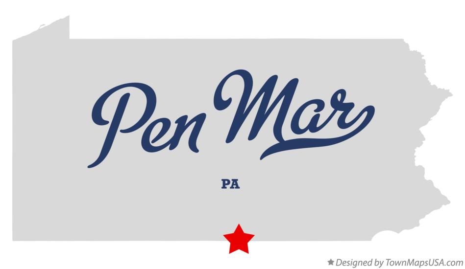 Map of Pen Mar Pennsylvania PA