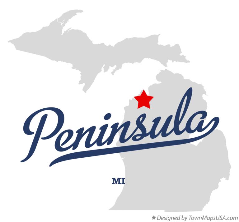 Map of Peninsula Michigan MI