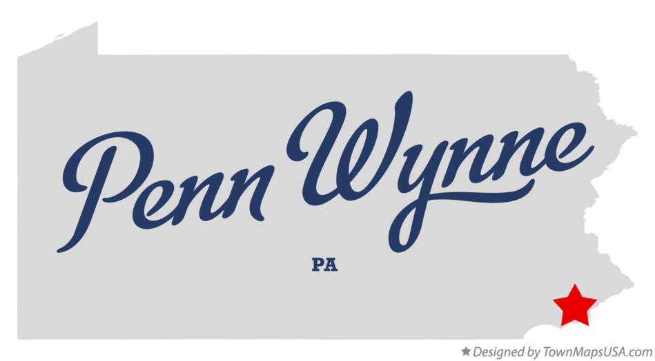 Map of Penn Wynne Pennsylvania PA