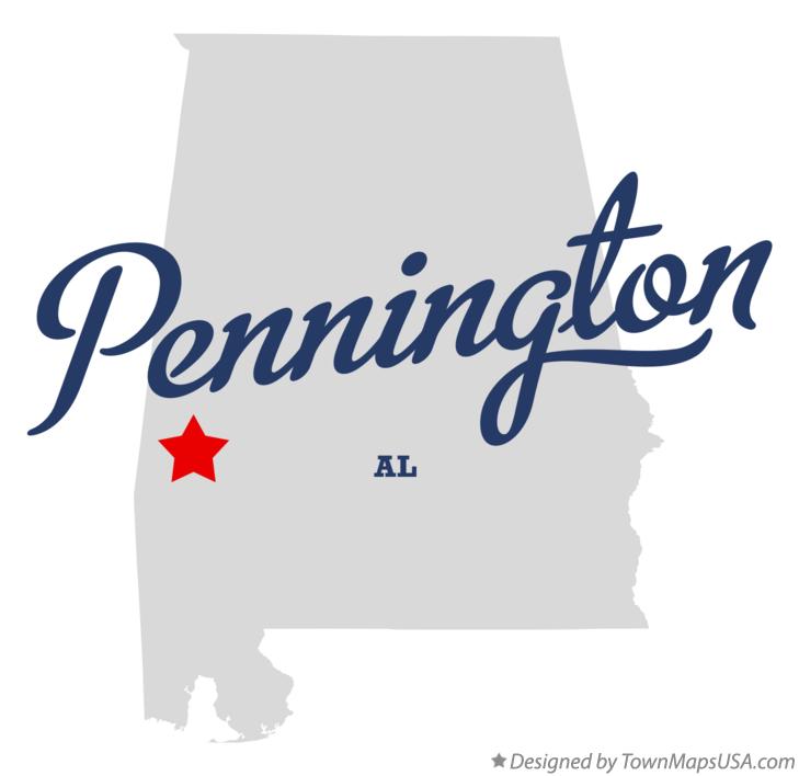 Map of Pennington Alabama AL