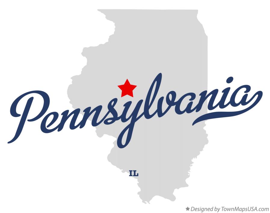 Map of Pennsylvania Illinois IL
