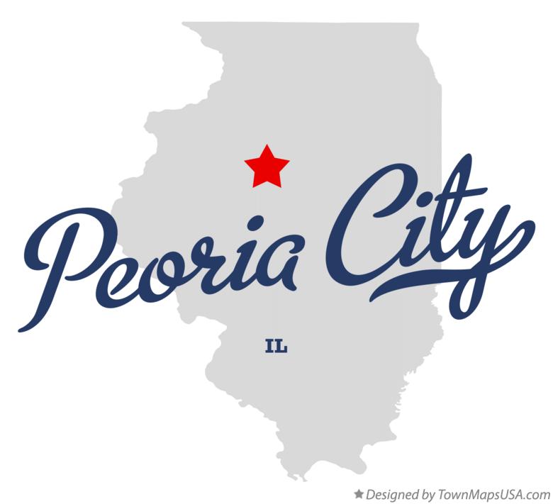 Map of Peoria City Illinois IL