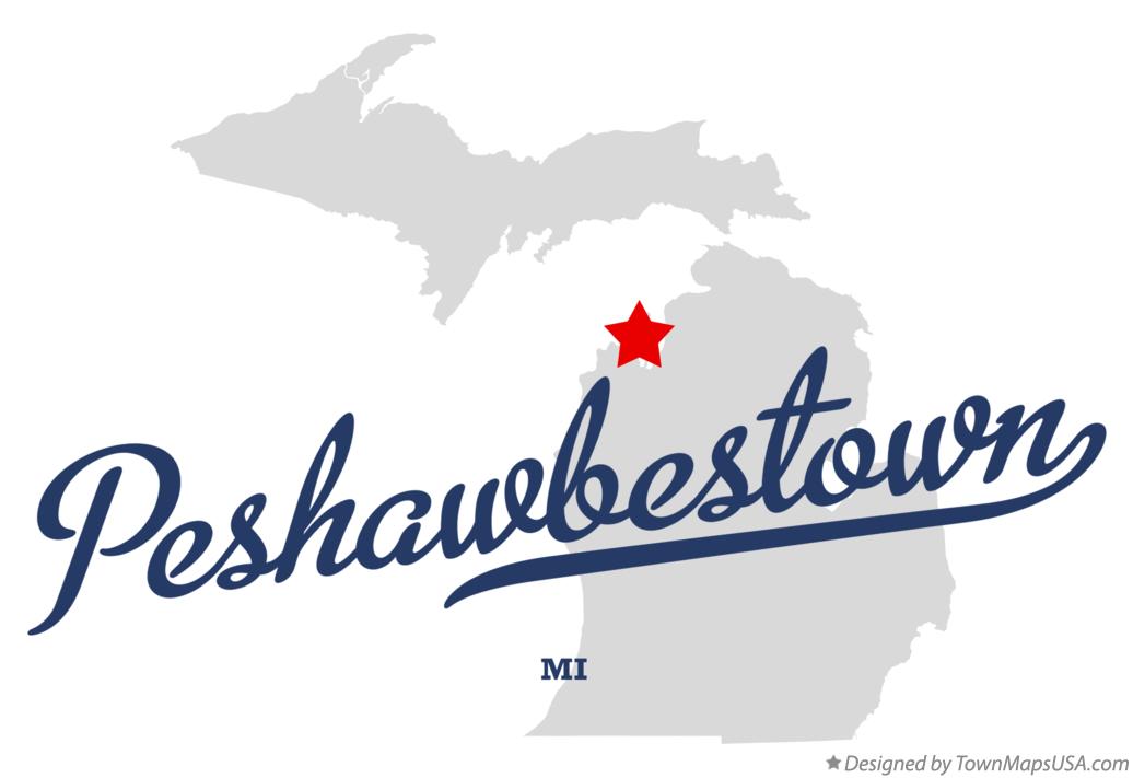 Map of Peshawbestown Michigan MI