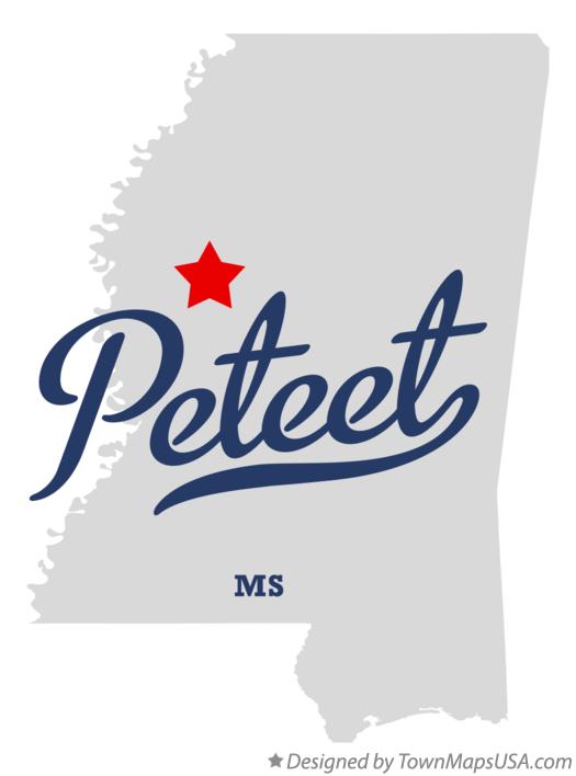 Map of Peteet Mississippi MS