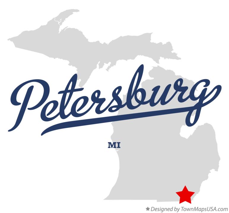 Map of Petersburg Michigan MI