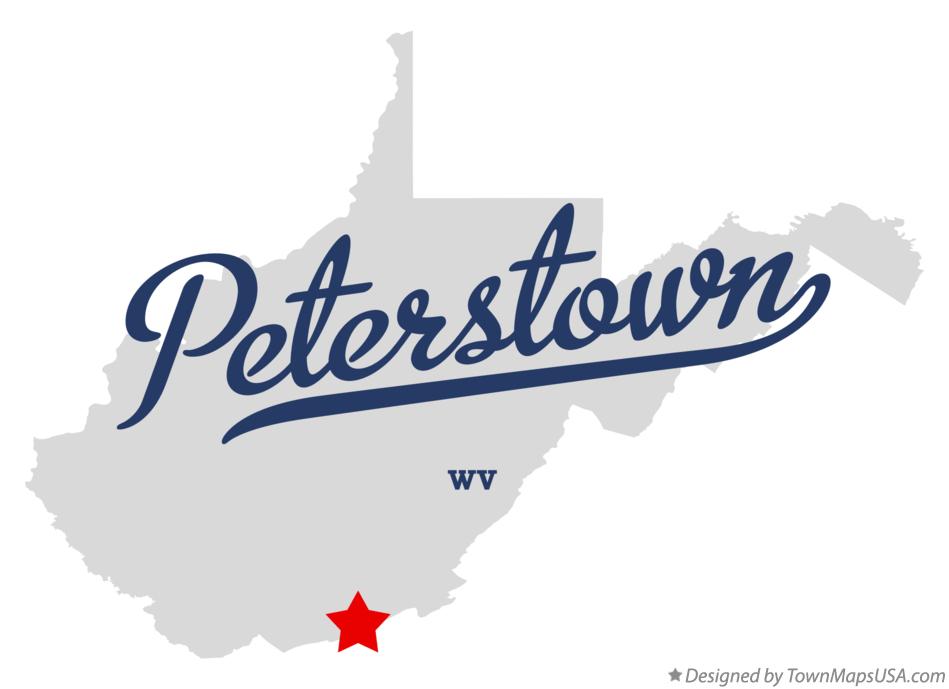 Map of Peterstown West Virginia WV