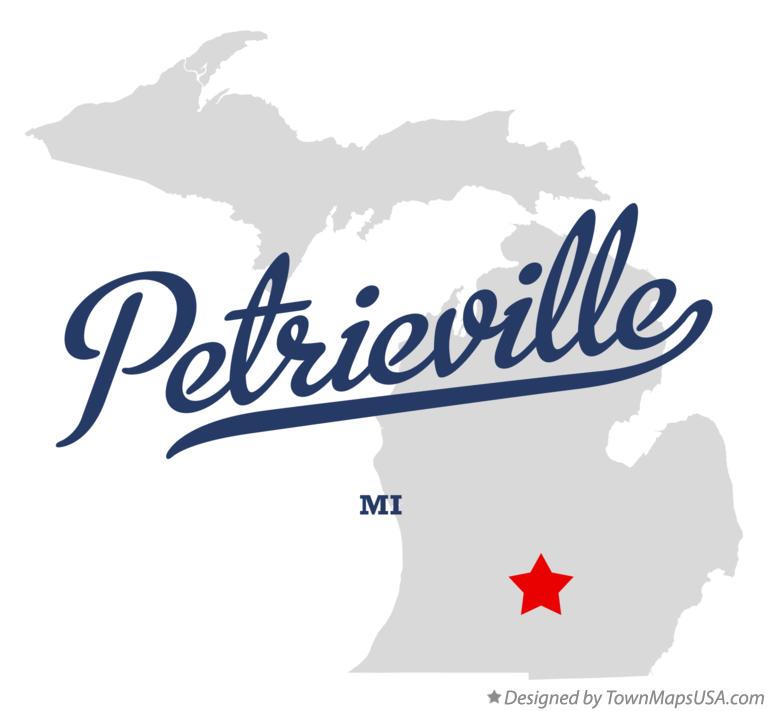 Map of Petrieville Michigan MI