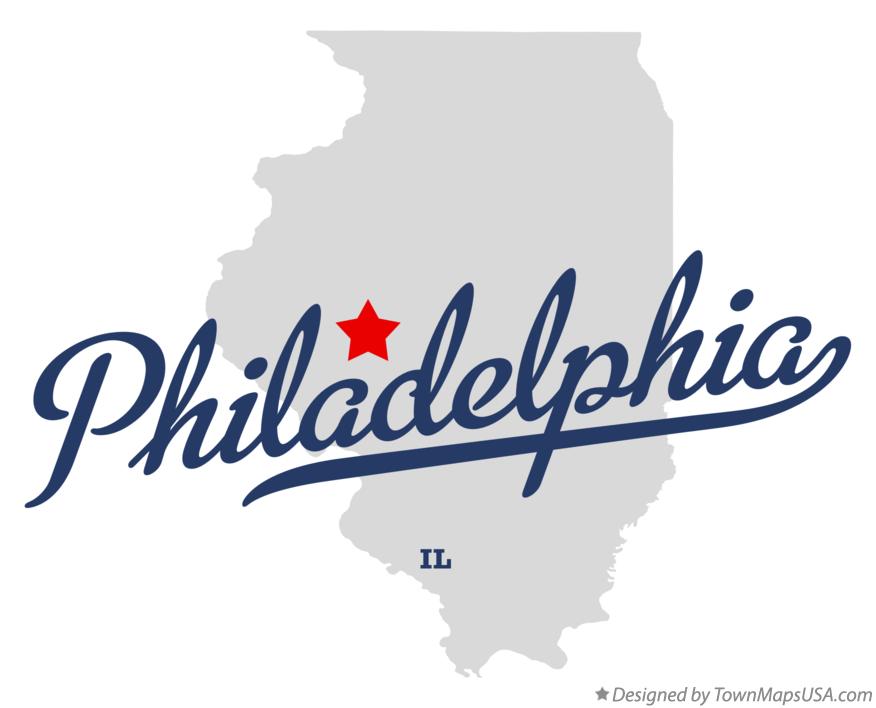 Map of Philadelphia Illinois IL