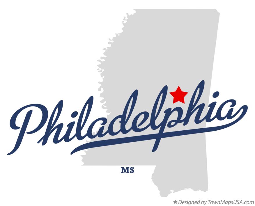 Map of Philadelphia Mississippi MS