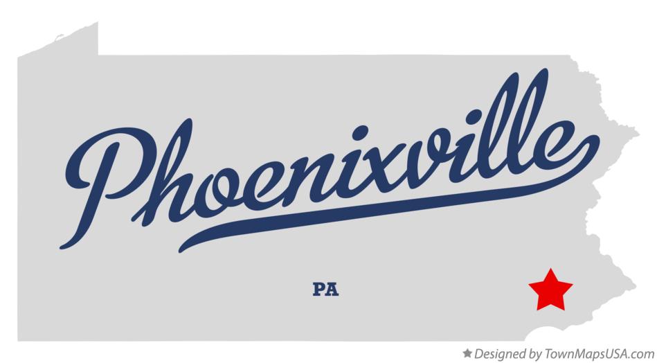 Map of Phoenixville Pennsylvania PA