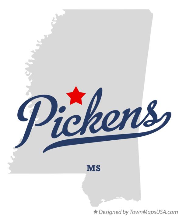Map of Pickens Mississippi MS