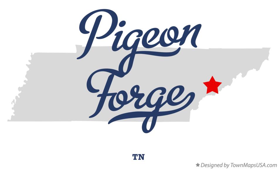 Map of Pigeon Forge Tennessee TN