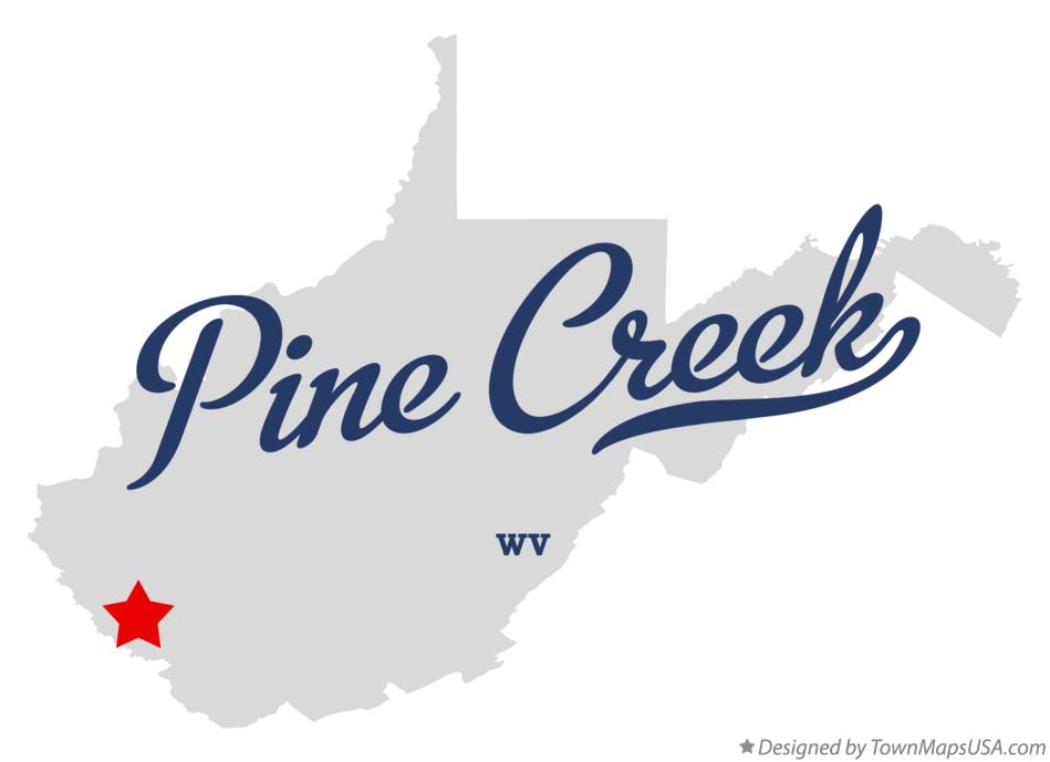 Map of Pine Creek West Virginia WV