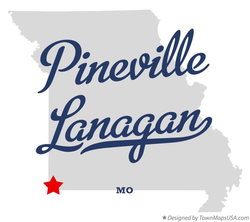 Map of Pineville Lanagan Missouri MO