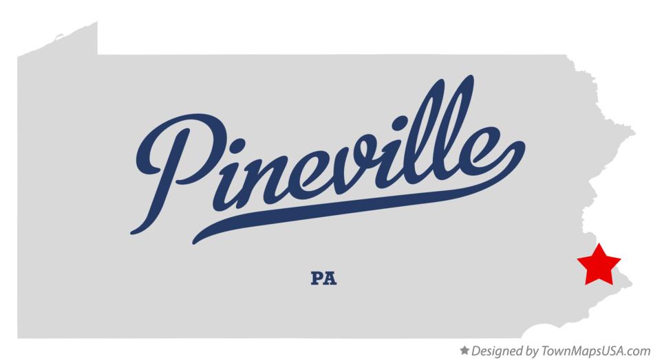 Map of Pineville Pennsylvania PA