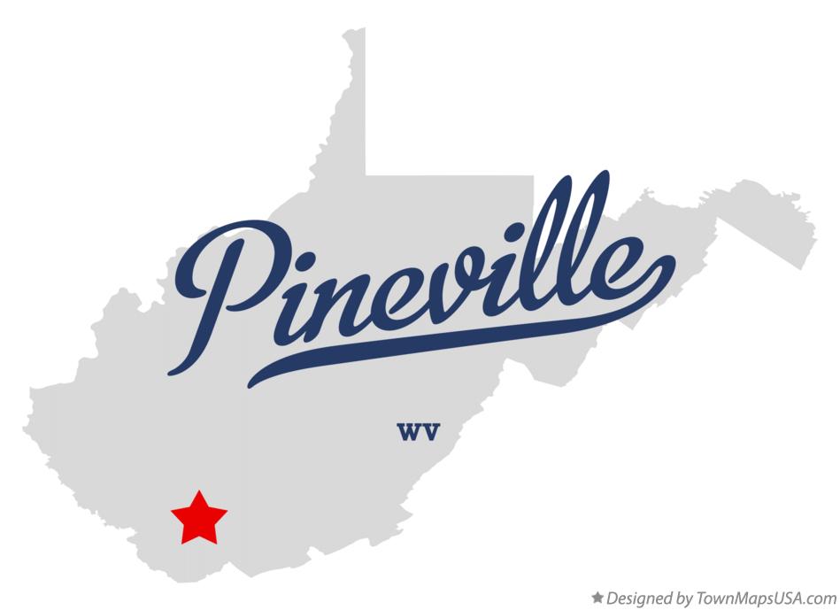 Map of Pineville West Virginia WV