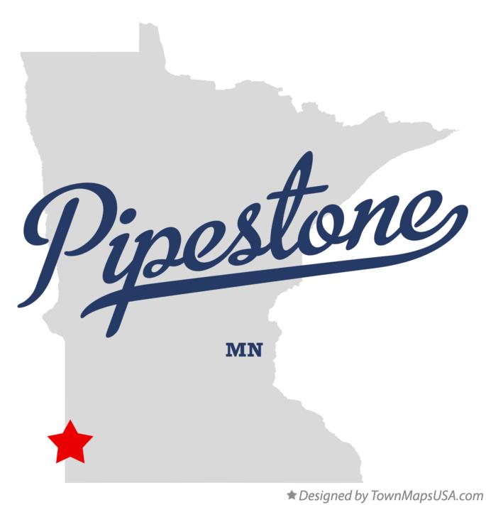 Map of Pipestone Minnesota MN