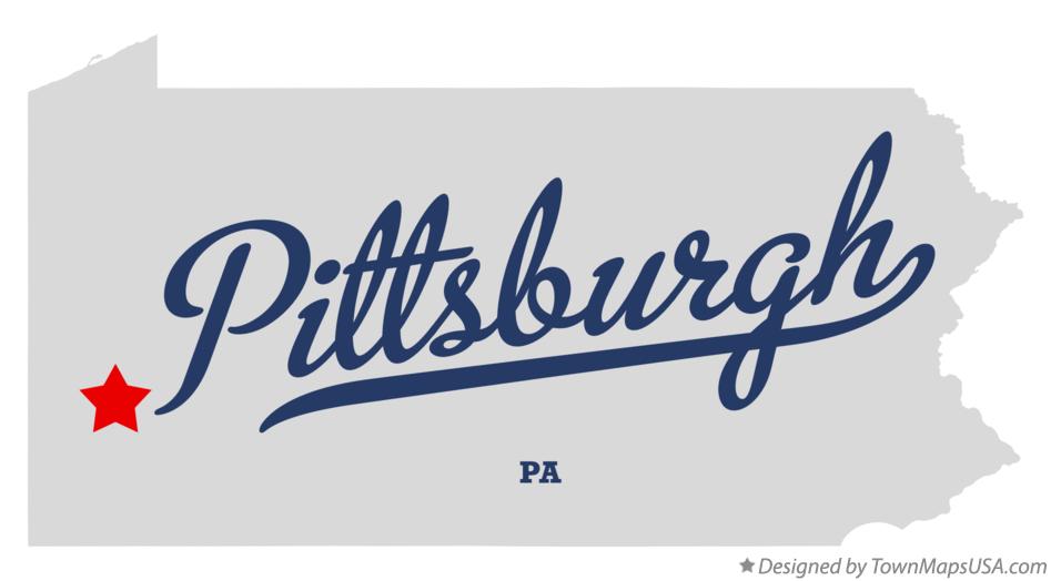 Map of Pittsburgh Pennsylvania PA