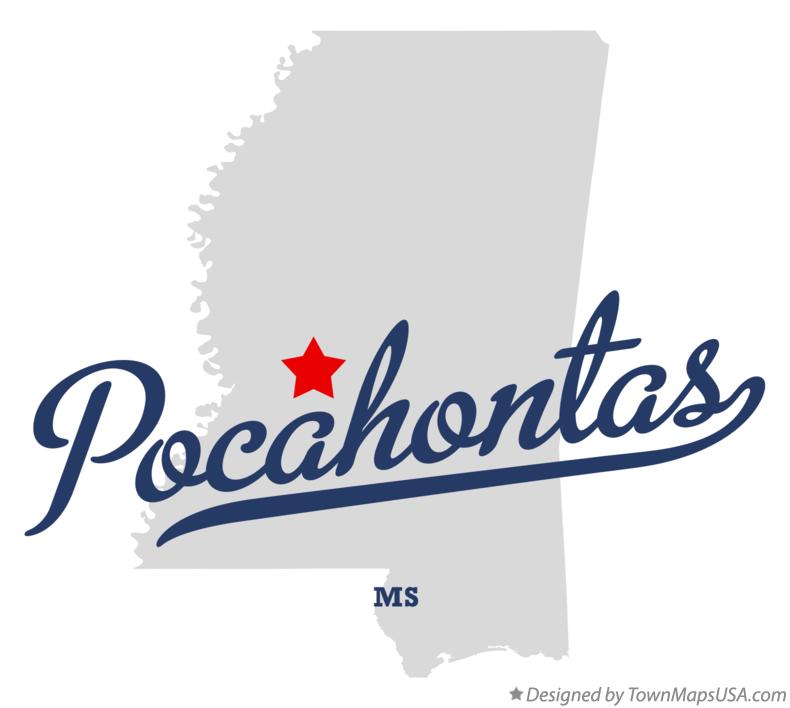 Map of Pocahontas Mississippi MS