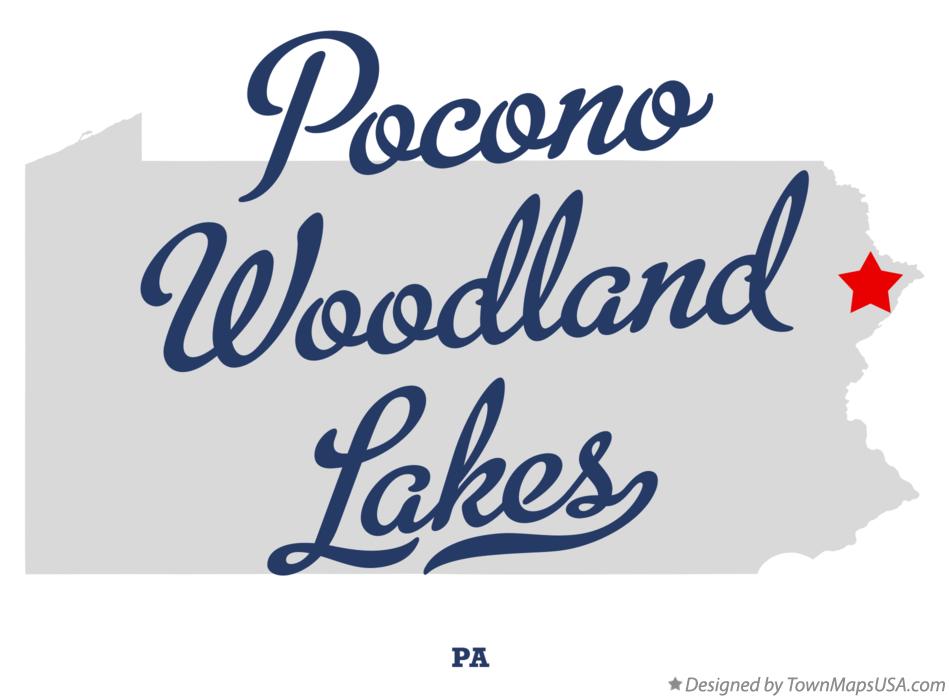 Map of Pocono Woodland Lakes Pennsylvania PA