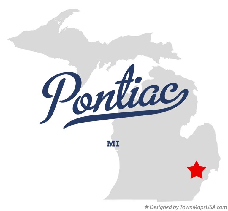 Map of Pontiac Michigan MI