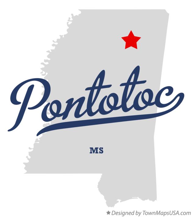 Map of Pontotoc Mississippi MS