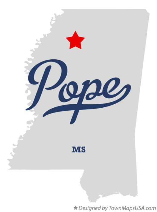 Map of Pope Mississippi MS