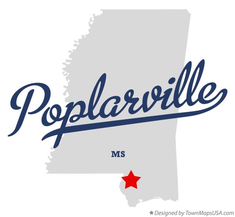 Map of Poplarville Mississippi MS