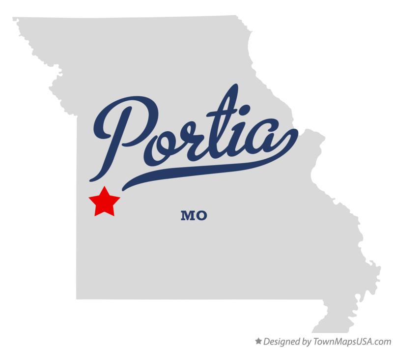 Map of Portia Missouri MO