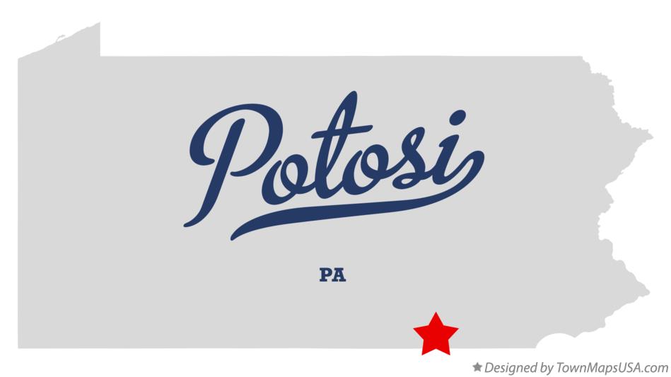 Map of Potosi Pennsylvania PA
