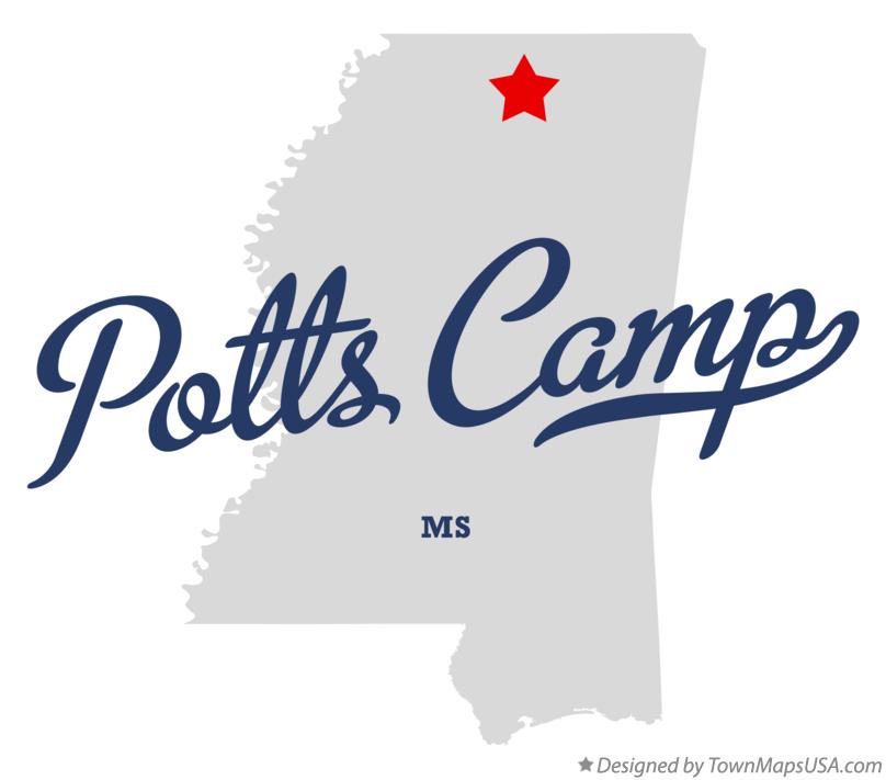 Map of Potts Camp Mississippi MS