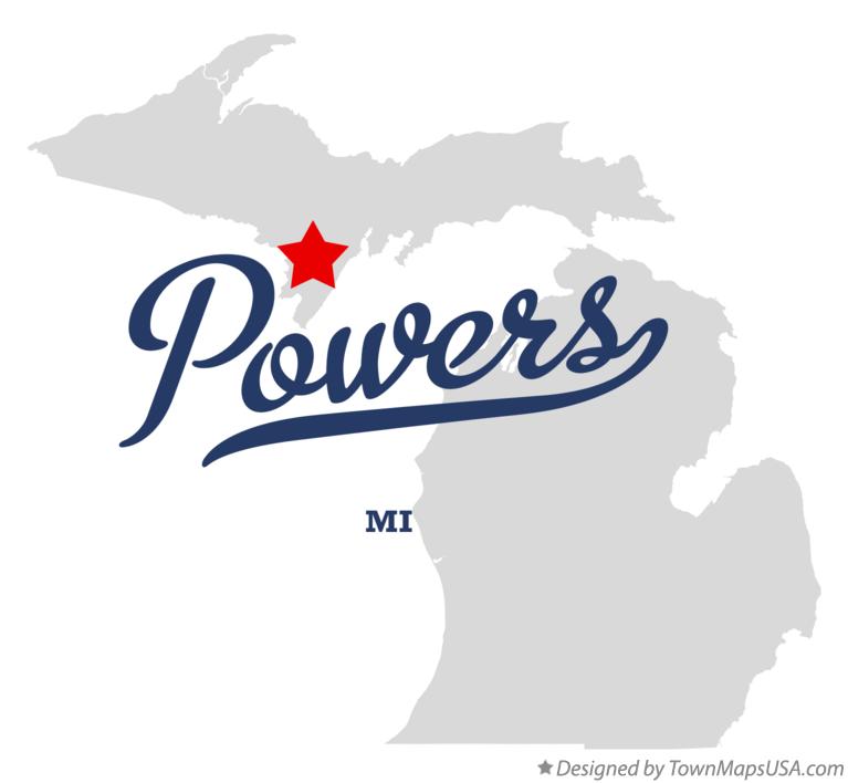 Map of Powers Michigan MI