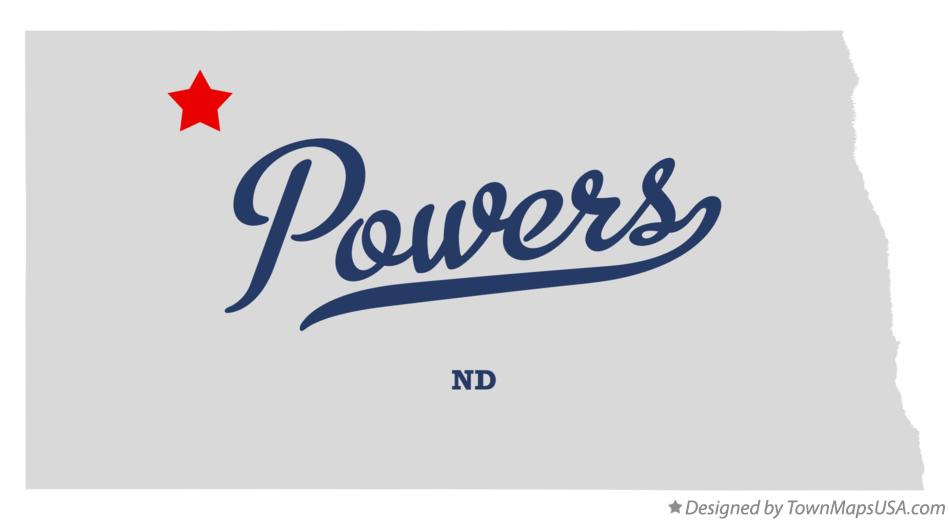 Map of Powers North Dakota ND