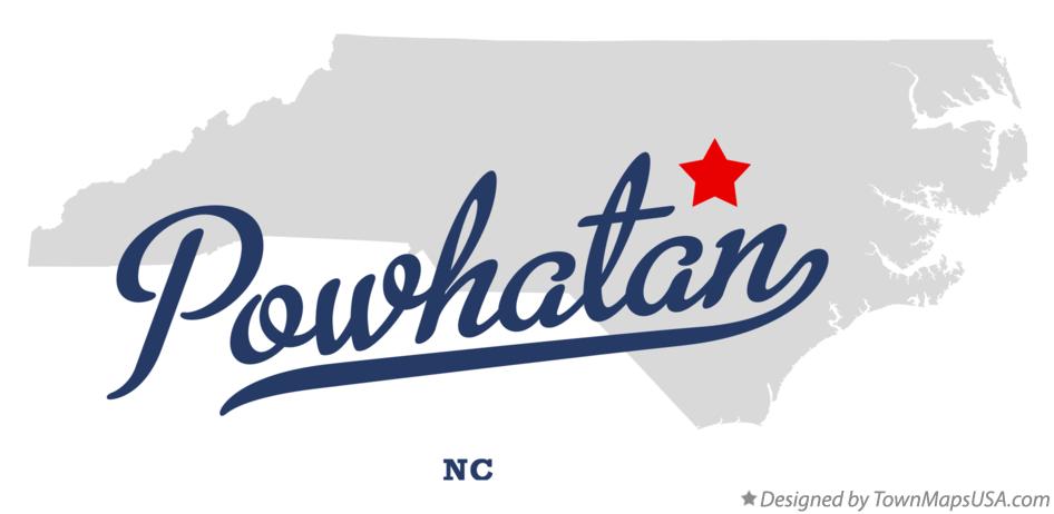Map of Powhatan North Carolina NC