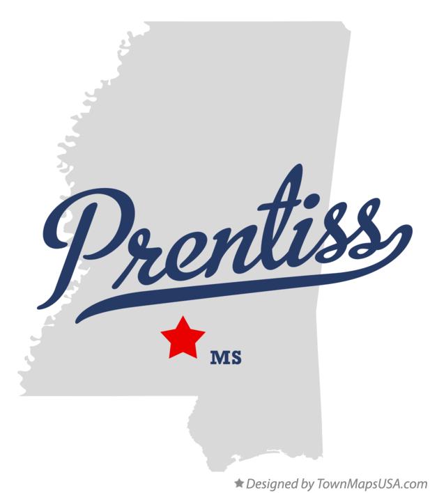 Map of Prentiss Mississippi MS