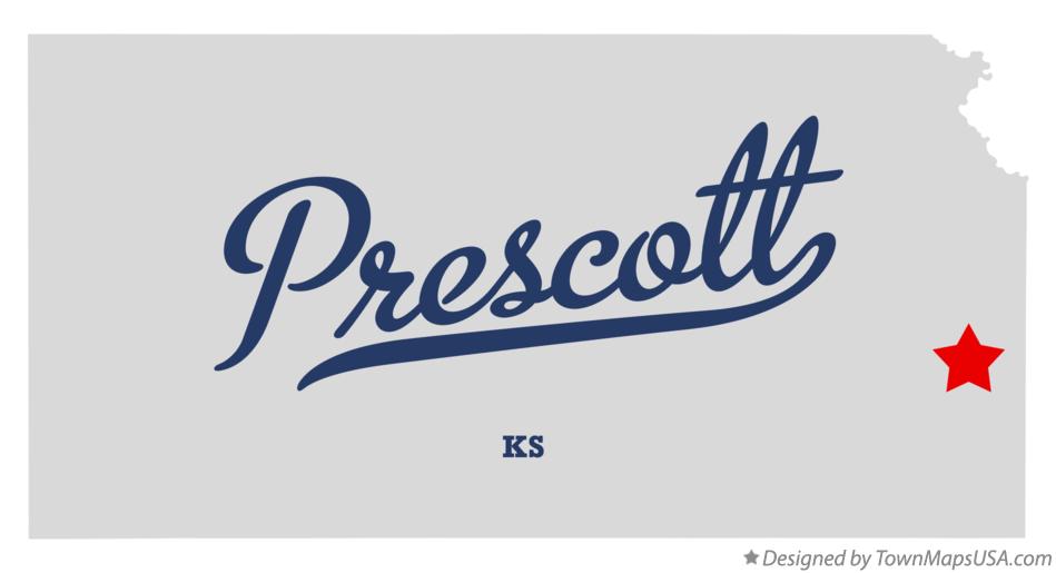 Map of Prescott Kansas KS
