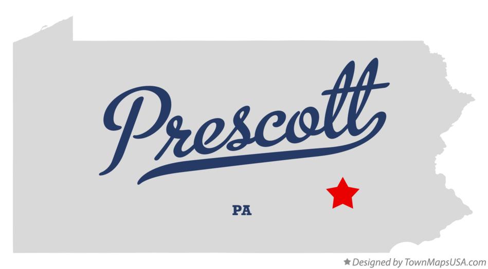 Map of Prescott Pennsylvania PA