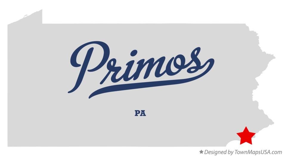 Map of Primos Pennsylvania PA