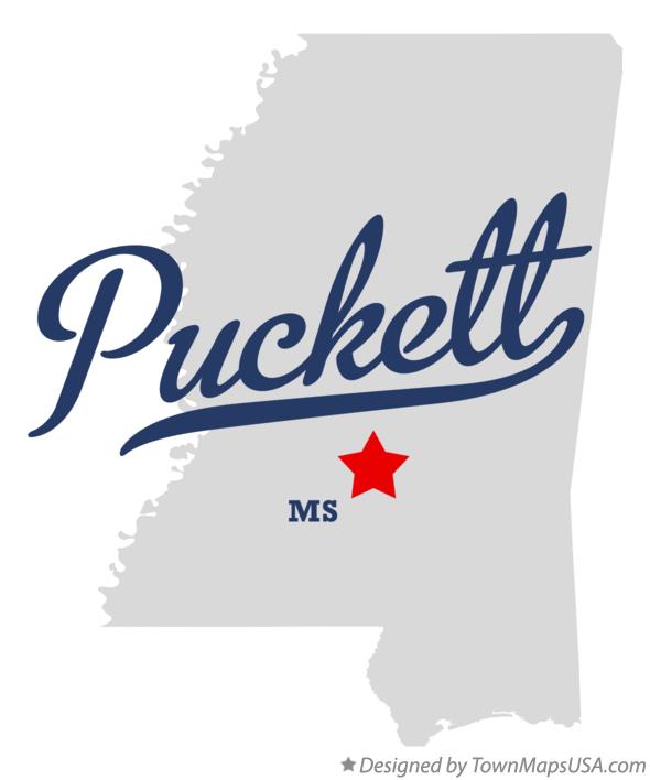 Map of Puckett Mississippi MS