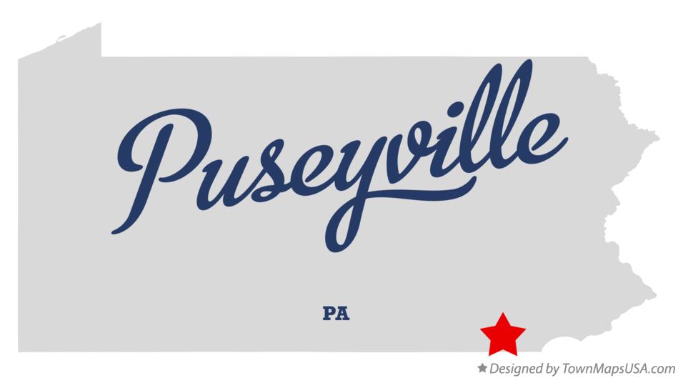 Map of Puseyville Pennsylvania PA