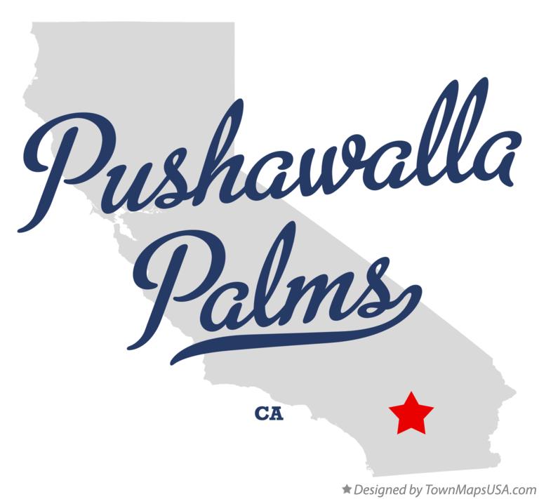 Map of Pushawalla Palms California CA