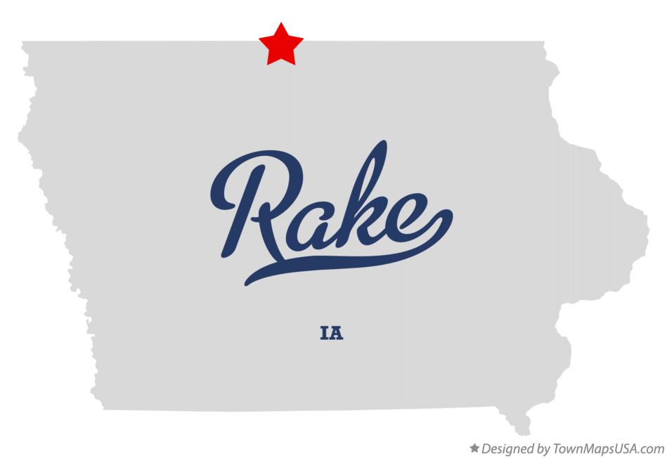 Map of Rake Iowa IA
