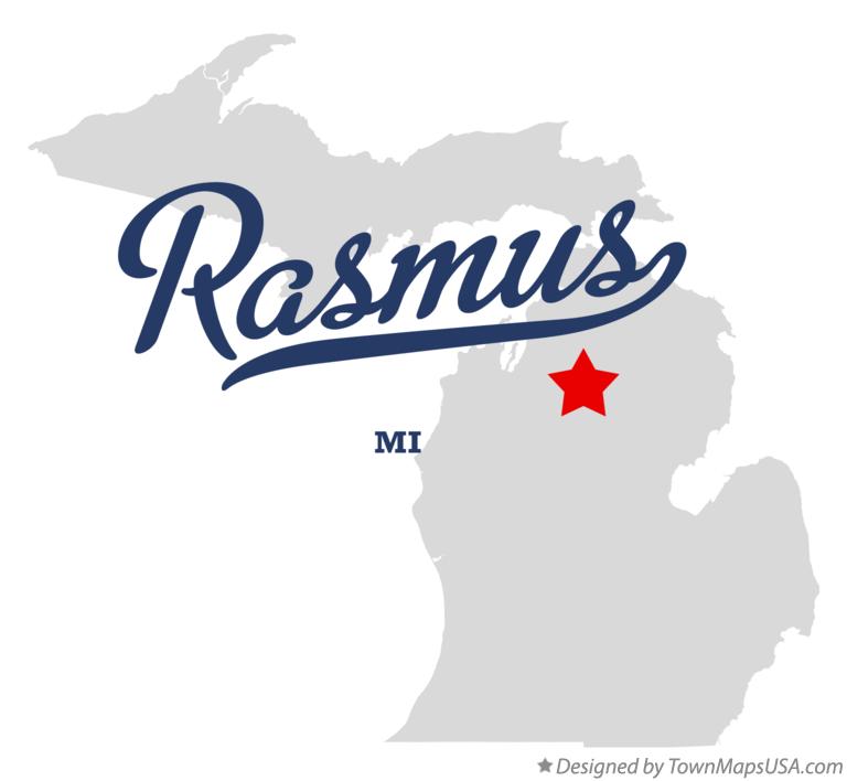 Map of Rasmus Michigan MI