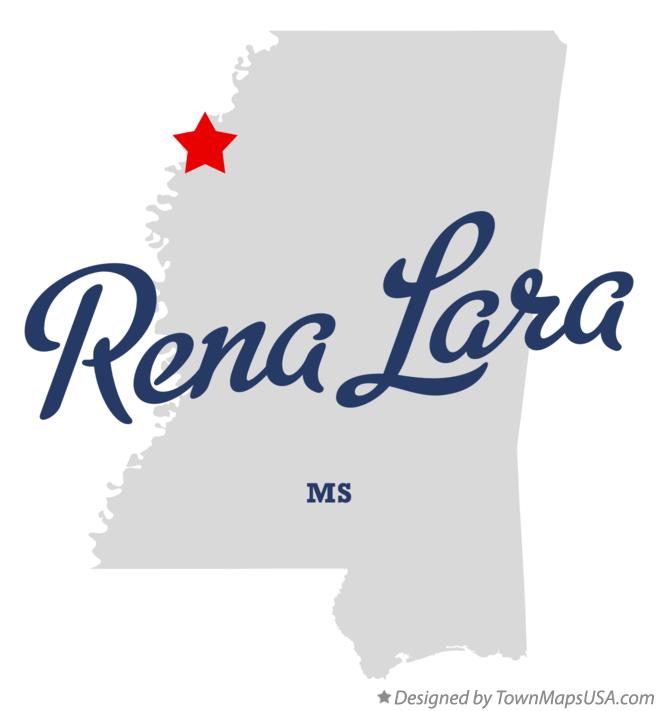 Map of Rena Lara Mississippi MS