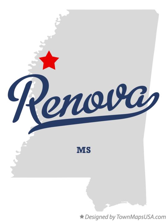 Map of Renova Mississippi MS