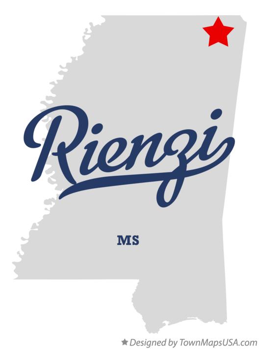 Map of Rienzi Mississippi MS